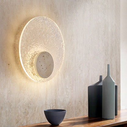 Wandlamp Travertijn Acryl Rond LED Minimalistisch Japandi Ø30 Slaapkamer Hal