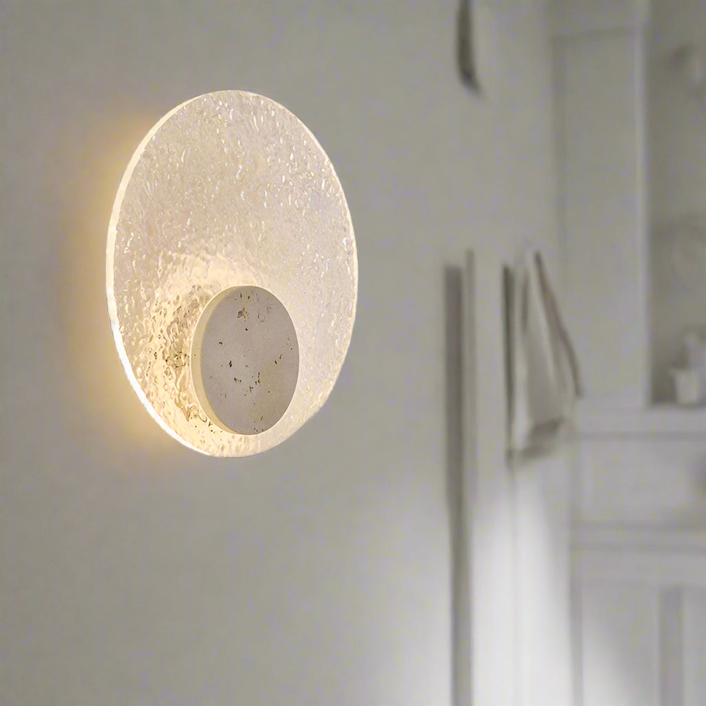 Wandlamp Travertijn Acryl Rond LED Minimalistisch Japandi Ø30 Slaapkamer Hal