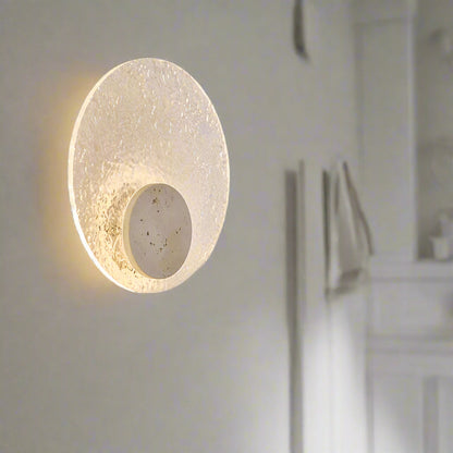 Wandlamp Travertijn Acryl Rond LED Minimalistisch Japandi Ø30 Slaapkamer Hal