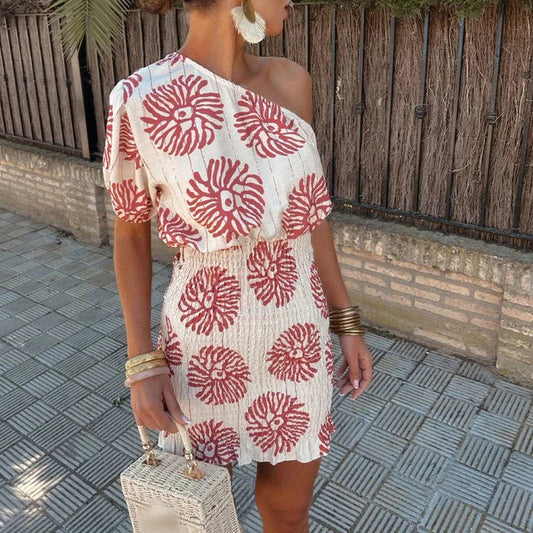 Vrouwelijke Zomerjurk Schouderloos Elegant Korte Jurk - StudioMarella