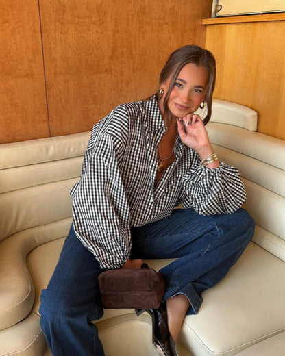 Vrouwelijke Oversized Blouse Elegante Stijl