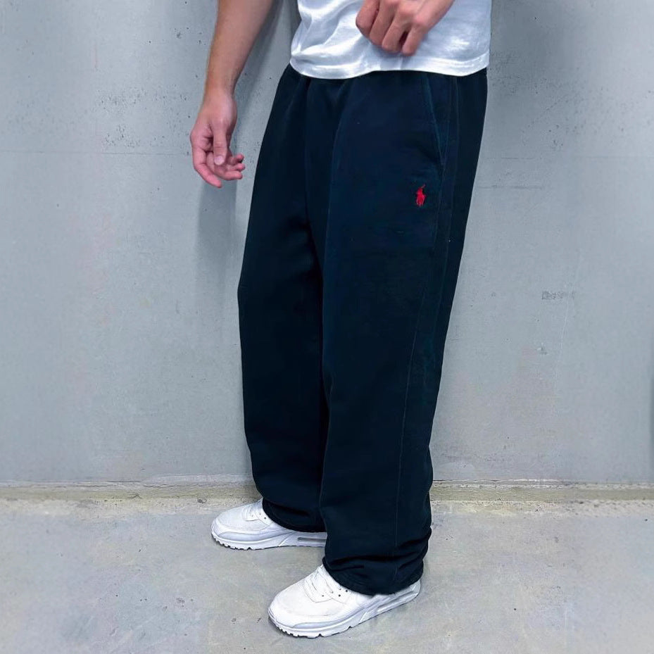 Heren Fleece Joggingbroek Zwart Klassiek met Zijzakken