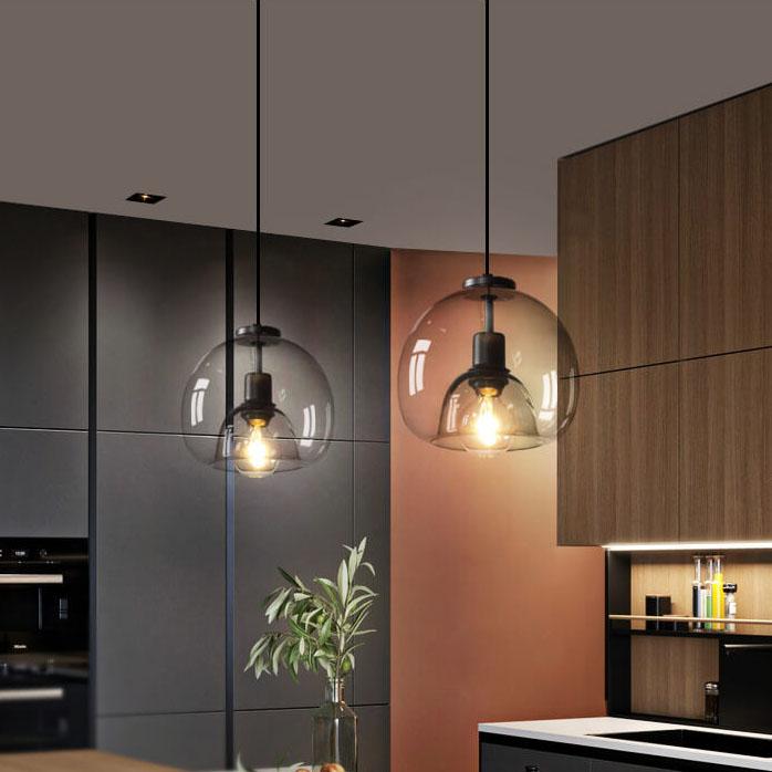 Hanglamp Rookglas Bol E27 25cm Eetkamer Slaapkamer Bar Industrieel Glazen Pendellamp Smoke Grijs Plafondlamp
