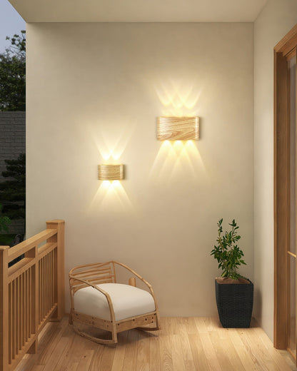 Wandlamp LED houtlook 10W warm wit 3000K binnen buiten IP65 wandverlichting modern design