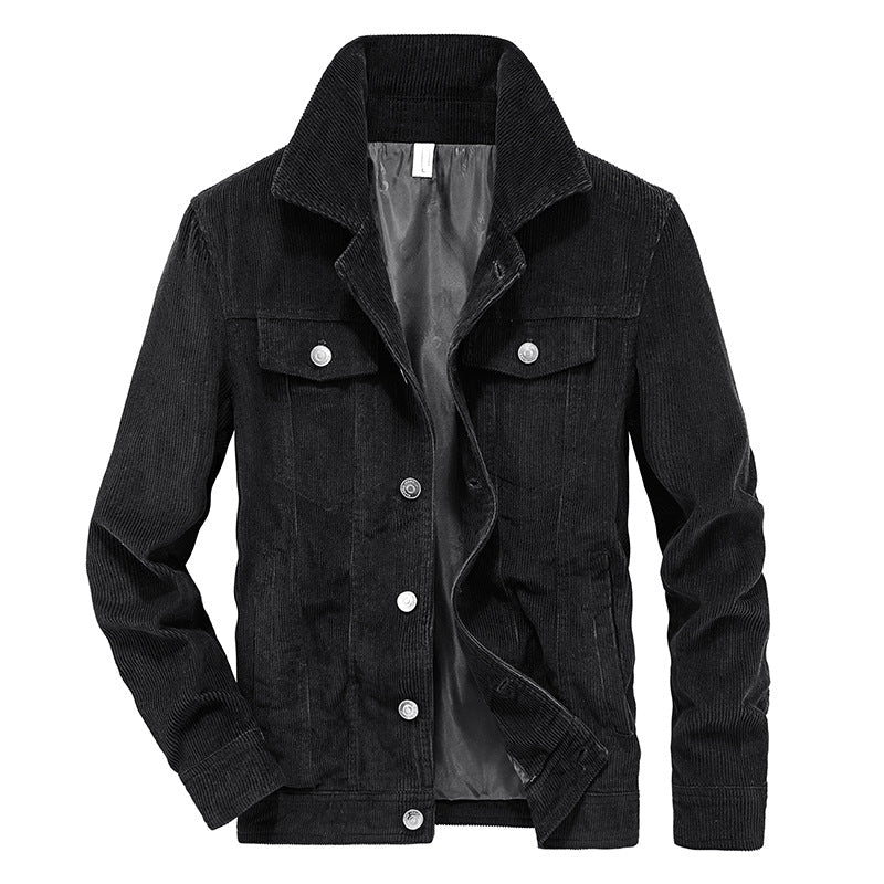 Donkerblauwe Herenjas Warme Winter Corduroy