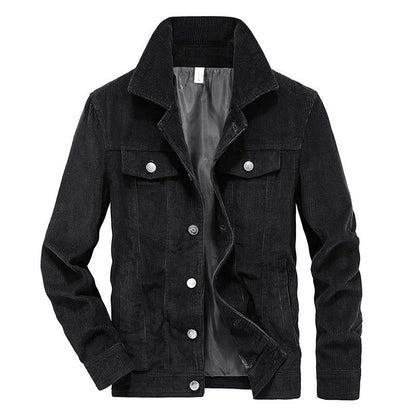 Donkerblauwe Herenjas Warme Winter Corduroy