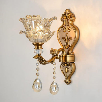 Vintage Wandlamp Goud Glas Dubbele Klassiek Warm Wit Licht Binnenwandlamp E14 Slaapkamer Woonkamer Hal Decoratief Verlichting Muurlamp
