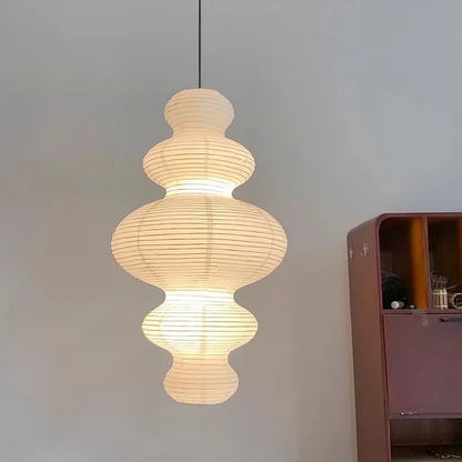 Meerlagig rijstpapier hanglamp Ø45 cm wit eetkamer woonkamer Japandi verlichting soft light design