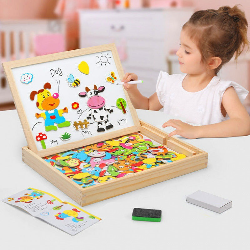 Dubbelzijdig Tekenbord voor Kinderen Hout Magnetisch Krijtbord Whiteboard Creatief Educatief Speelgoed voor Thuis School Activiteiten