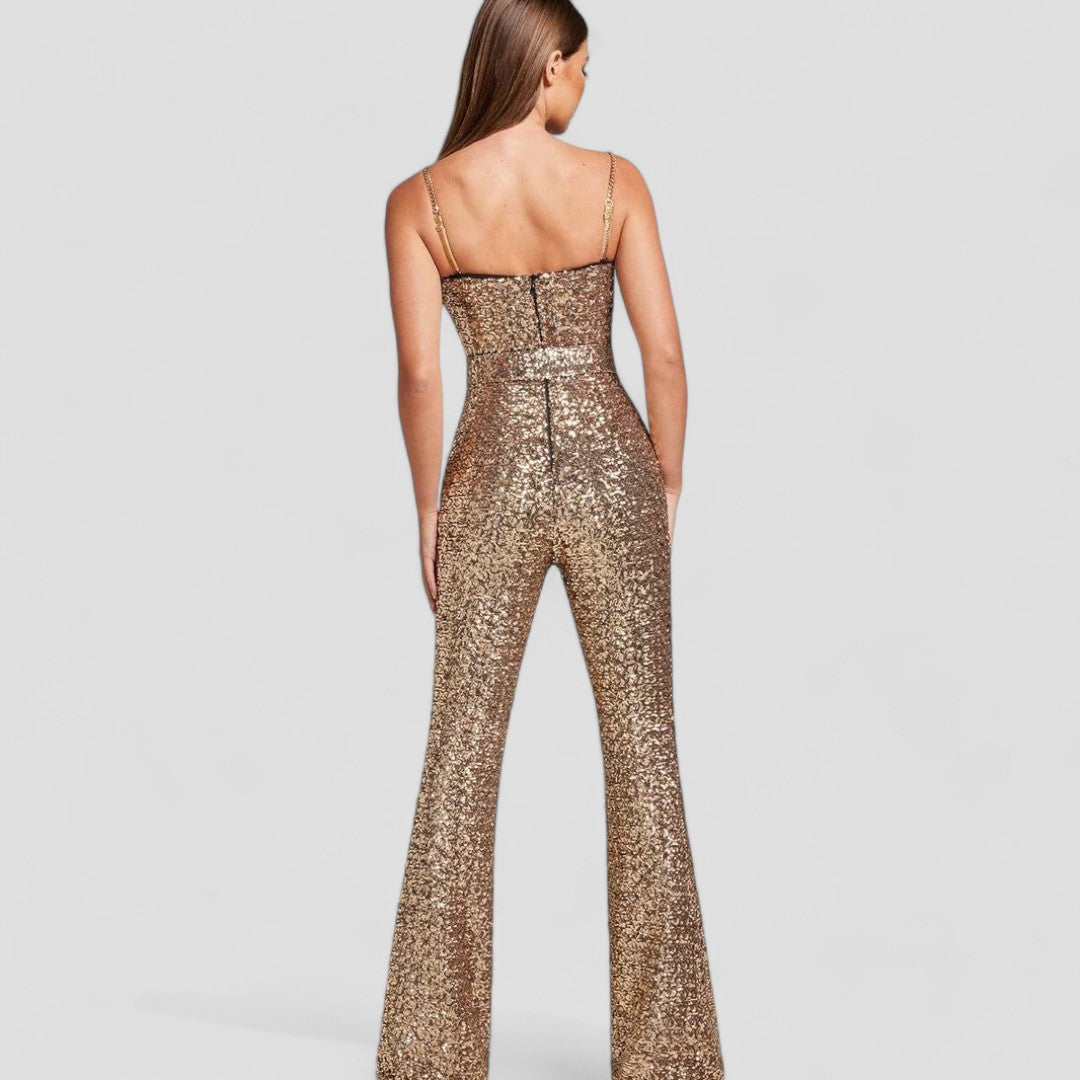 Pailletten Jumpsuit Flared Glitter Feestkleding