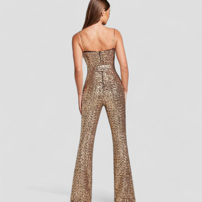 Pailletten Jumpsuit Flared Glitter Feestkleding