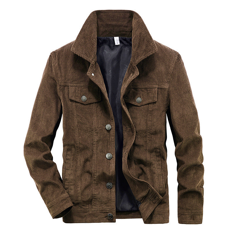 Donkerblauwe Herenjas Warme Winter Corduroy