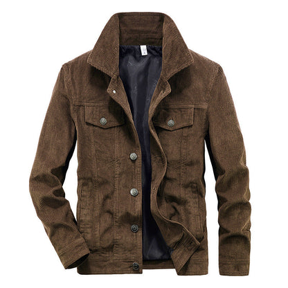 Donkerblauwe Herenjas Warme Winter Corduroy