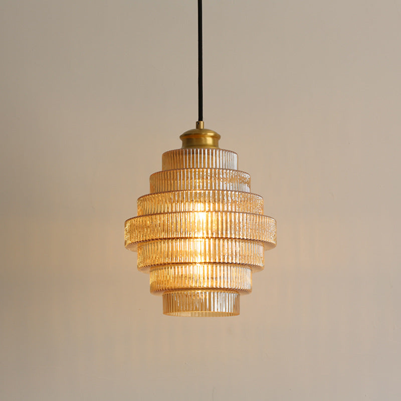 Messingkleurige Hanglamp met Flessendesign – Glazen Kap in Retro Stijl – Ø22cm – E27-Fitting