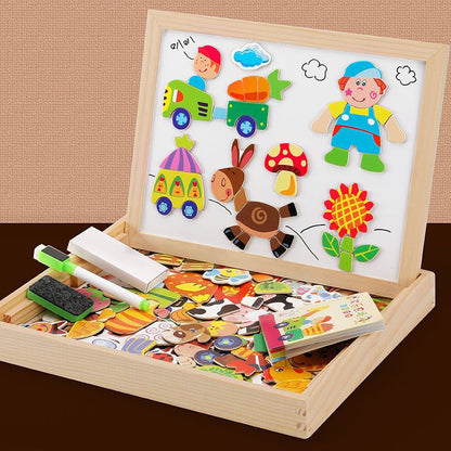 Dubbelzijdig Tekenbord voor Kinderen Hout Magnetisch Krijtbord Whiteboard Creatief Educatief Speelgoed voor Thuis School Activiteiten