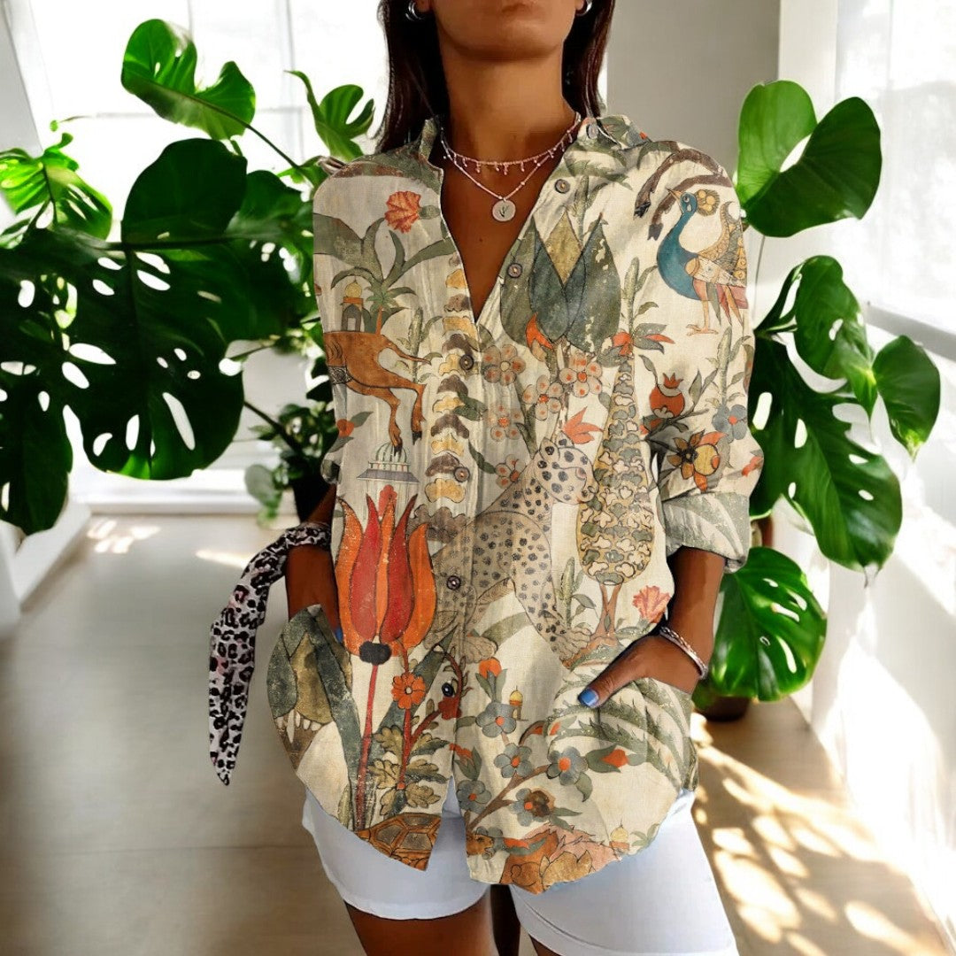 Dames Blouse Vintage Stijl Comfortabele Pasvorm