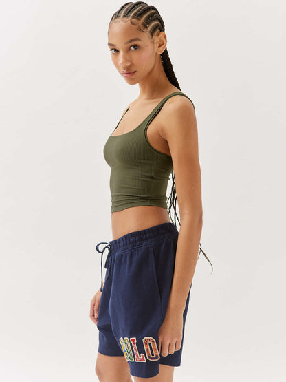 Dames Tanktop Zomerse Top Geribbeld Korte Mouw