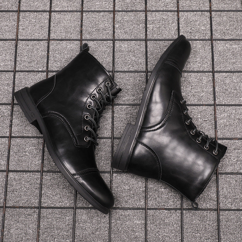 Heren Leren Boots met Vetersluiting Klassieke Stijl