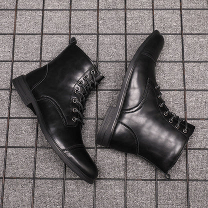Heren Leren Boots met Vetersluiting Klassieke Stijl