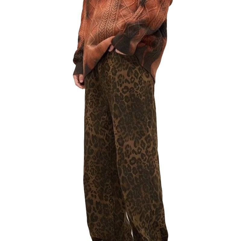 Vrouwelijke Jeans Broek Luipaardprint Stijlvolle Fit