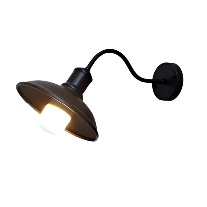 Buitenlamp Wandlamp Industrieel Vintage IJzer Kom Zwart 37cm LED