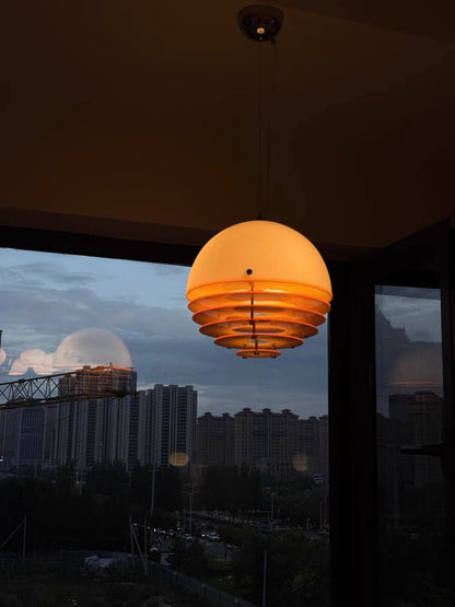 Stijlvolle Hanglamp Bauhaus Design Oranje-Wit Sfeerverlichting voor Moderne Interieurs