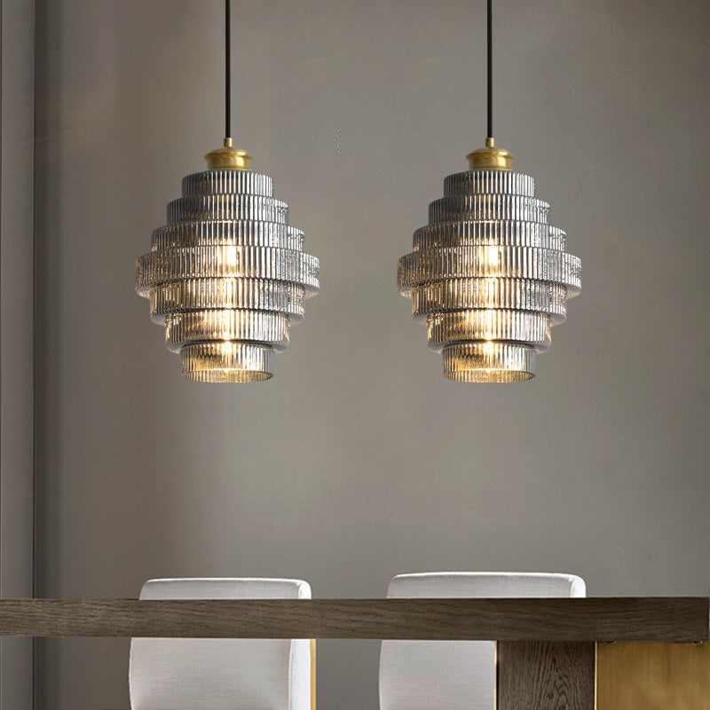 Messingkleurige Hanglamp met Flessendesign – Glazen Kap in Retro Stijl – Ø22cm – E27-Fitting