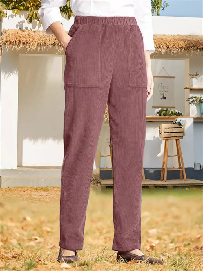 Dames Corduroy Broek Effenvoudig Model