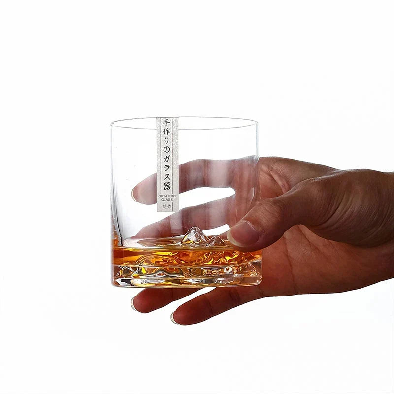 Japans Whiskeyglas met IJsberg Reliëf 300ml Hittebestendig Glas Handgemaakt Tumbler voor Whisky en Cocktails Premium Drinkglas in Houten Geschenkdoos Scandinavische Barware