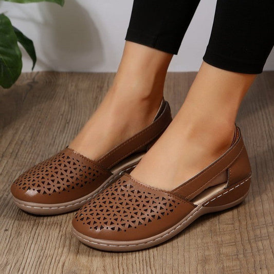 Zachte Damesschoenen Comfortabel Platte Zool Ademend Lichtgewicht Leren Instappers