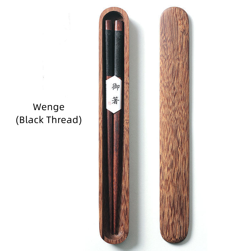 Eetstokjes Zwart Walnout Hout Handgemaakt Japan Decoratief Touw Houten Geschenkdoos