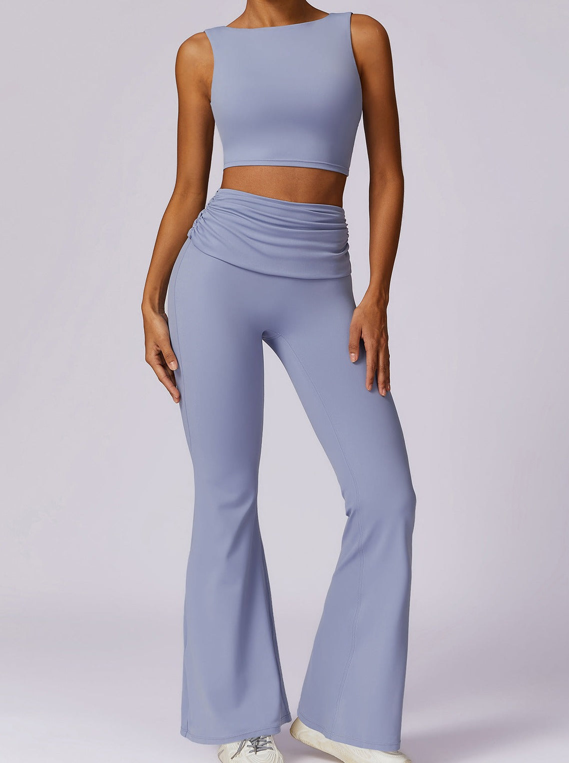 Vrouwelijke Leggings Lichtblauw met Vouwband Comfortabel