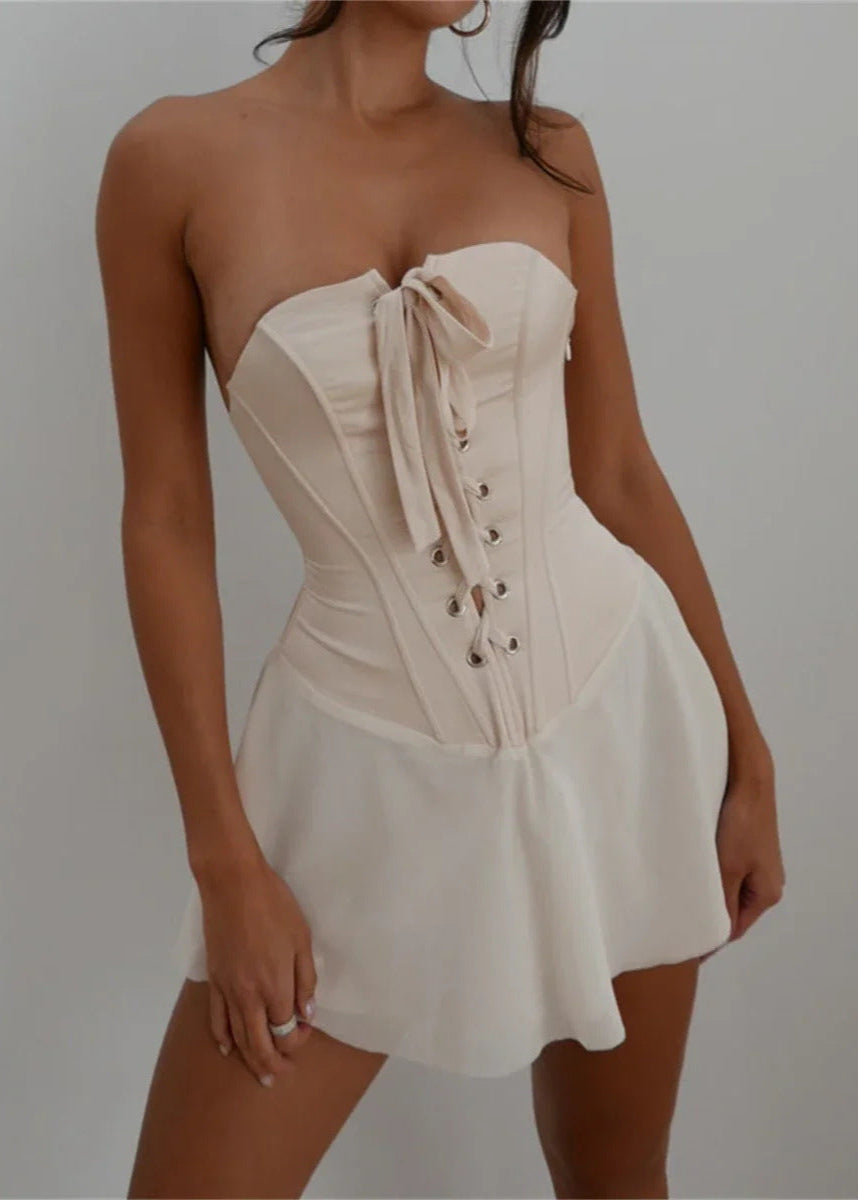 Dames Mini Jurk Corset Stijl Mouwloos Elegante Jurk - StudioMarella