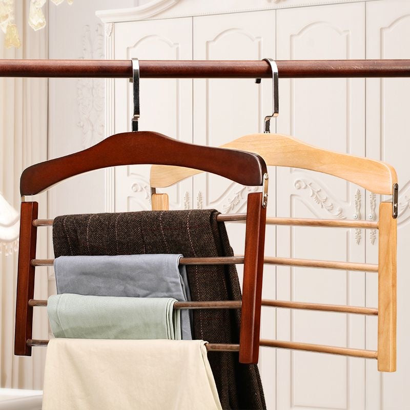 Houten Kledinghangers Walnoot & Natuurlijk Hout – Klassieke Garderobehanger met Metalen Haak – 38x38x12cm