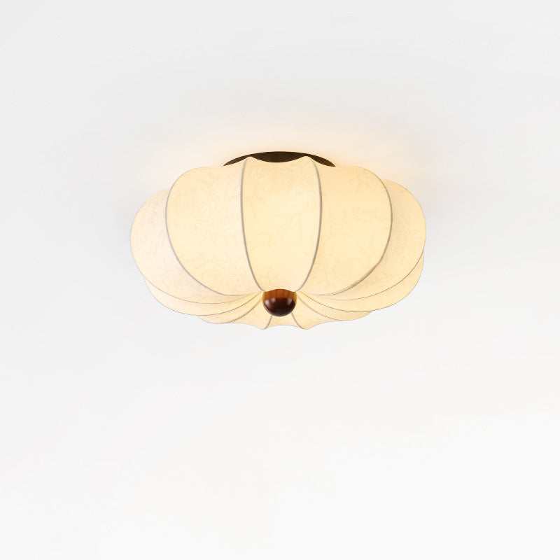 Middeleeuwse zijden plafondlamp E27 stof wit plafondlamp woonkamer slaapkamer hal klassieke verlichting rond design 40cm 50cm 60cm