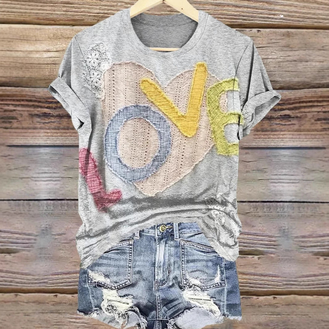 Dames T-shirt Katoen Sweetheart Hals Slim Fit