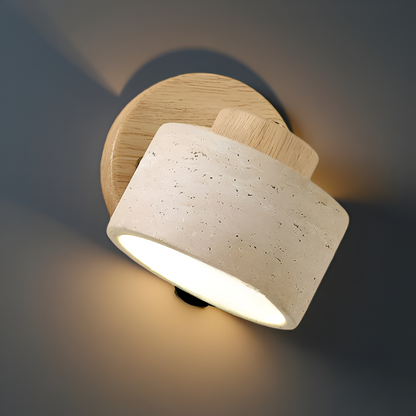 Wandlamp Travertin Steen LED E27 3000K Japandi Compact Rond