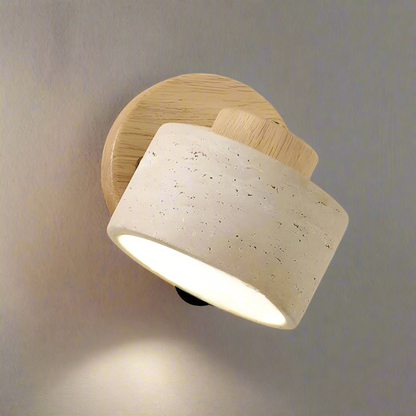 Wandlamp Travertin Steen LED E27 3000K Japandi Compact Rond
