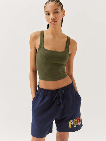 Dames Tanktop Zomerse Top Geribbeld Korte Mouw