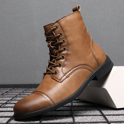 Heren Leren Boots met Vetersluiting Klassieke Stijl