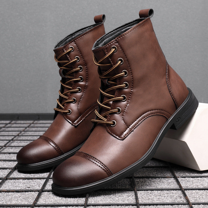 Heren Leren Boots met Vetersluiting Klassieke Stijl - StudioMarella