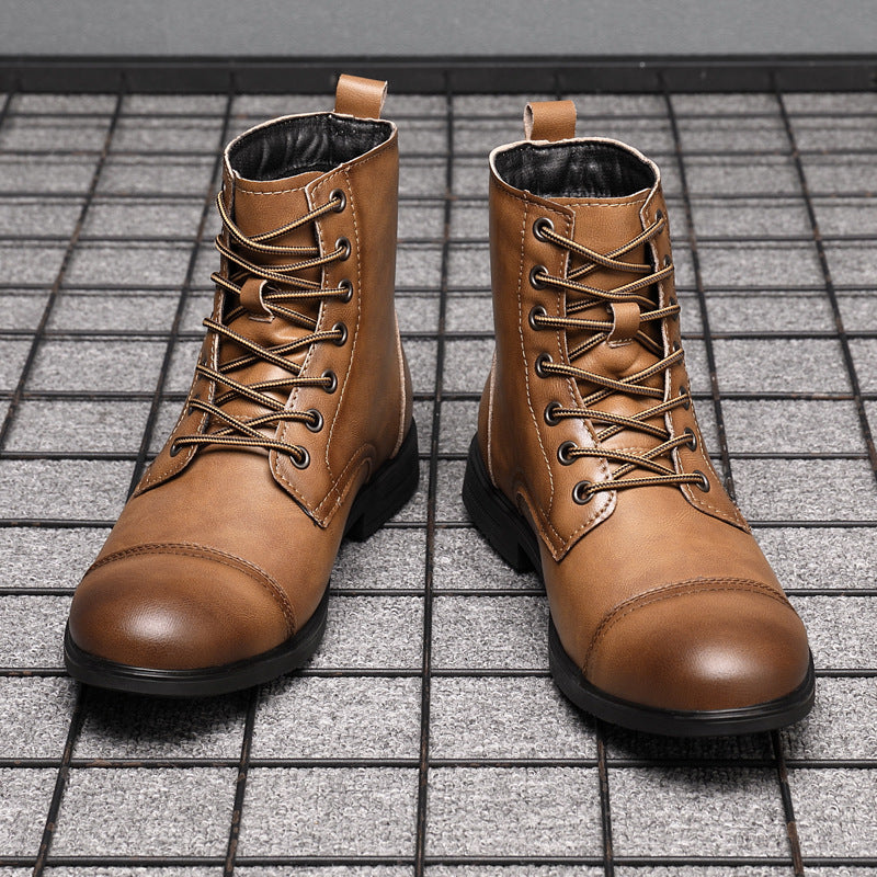 Heren Leren Boots met Vetersluiting Klassieke Stijl