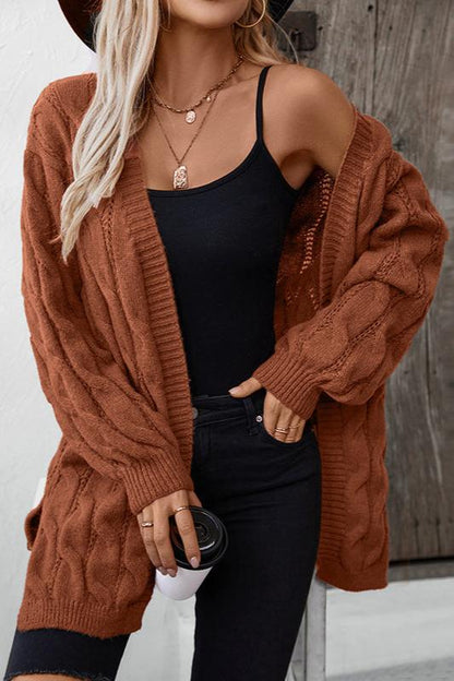 Warme Acryl Trui Kabelgebreid Elegante Cardigan