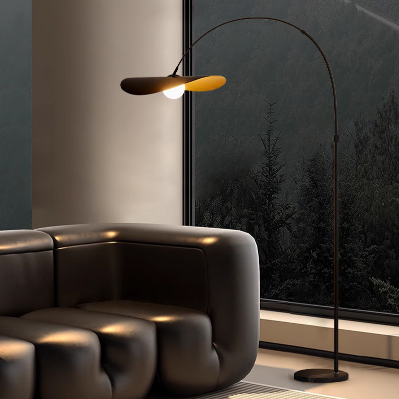 Boog Vloerlamp LED IJzer Acryl Zwart Woonkamer Leeshoek Staande Lamp Minimalistisch Wabi Sabi Booglamp Modern Interieur