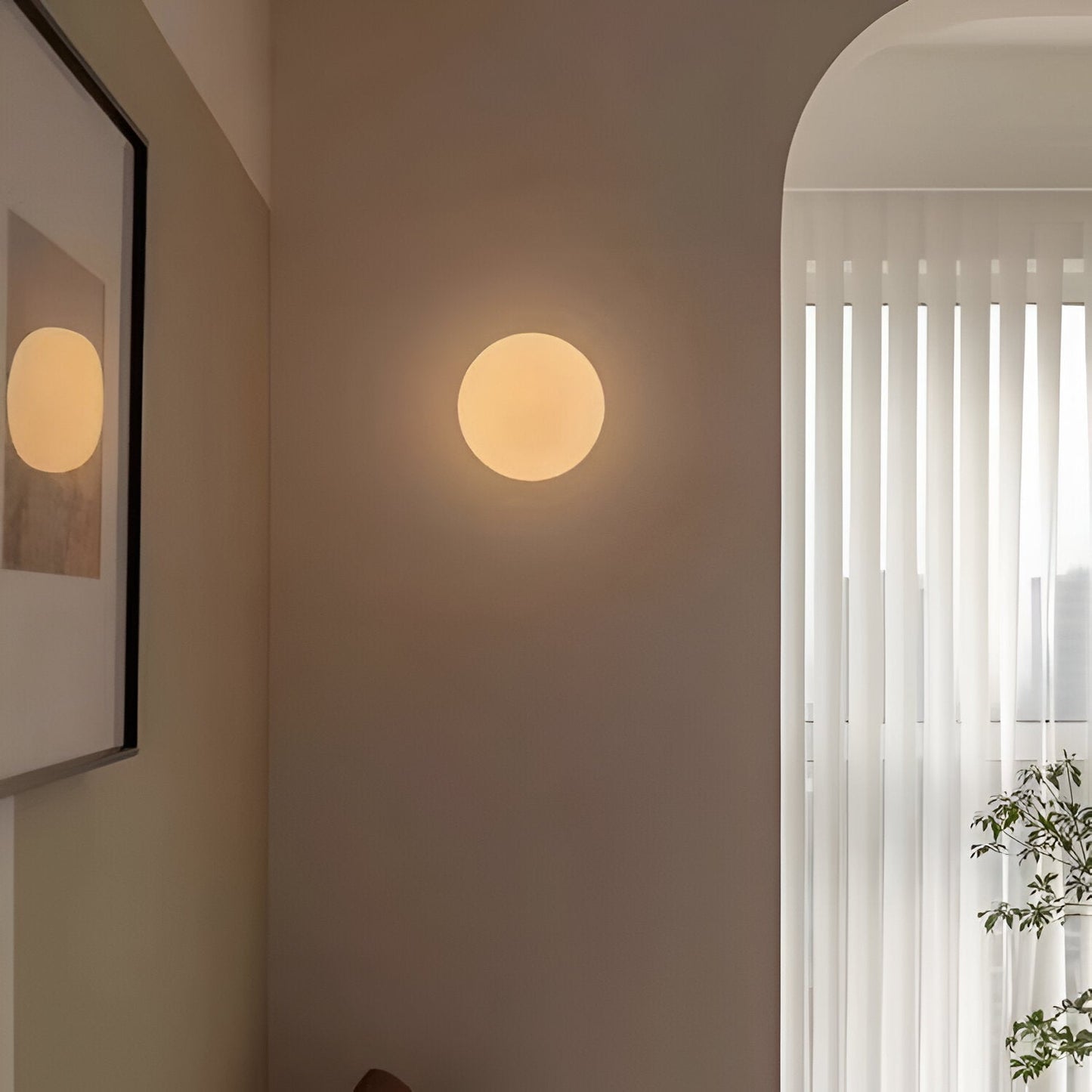 Wandlamp Rond Gesatineerd Glas Minimalistisch Japandi Ø12 Ø20 Slaapkamer Hal