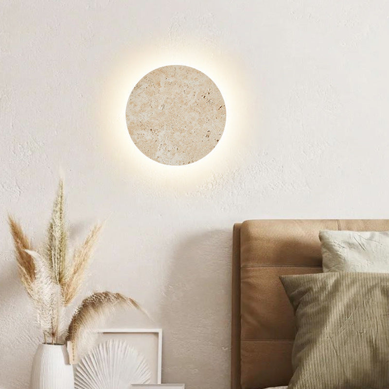 Wandlamp Travertin Rond LED Modern Natuursteen Ø23 Ø30