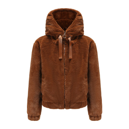 Dames Fleecejas met Capuchon Zacht Teddy Bontlook