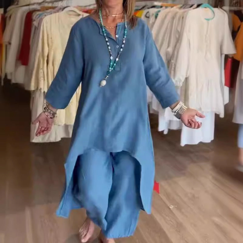 Linnen Damespak Zomerjurk Elegante Korte Broek