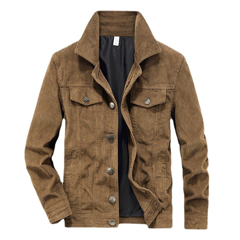 Donkerblauwe Herenjas Warme Winter Corduroy