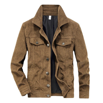 Donkerblauwe Herenjas Warme Winter Corduroy